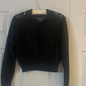 Elegant Black Lace Women's Cardigan
